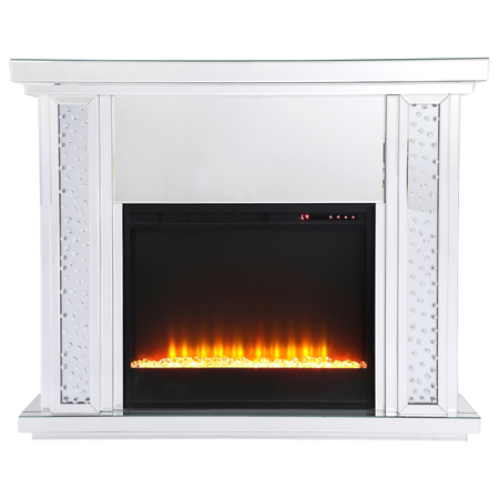 ELEGANT DECOR 47.5 In. Crystal Mirrored Mantle With Crystal Insert Fireplace, 2PK MF9901-F2
